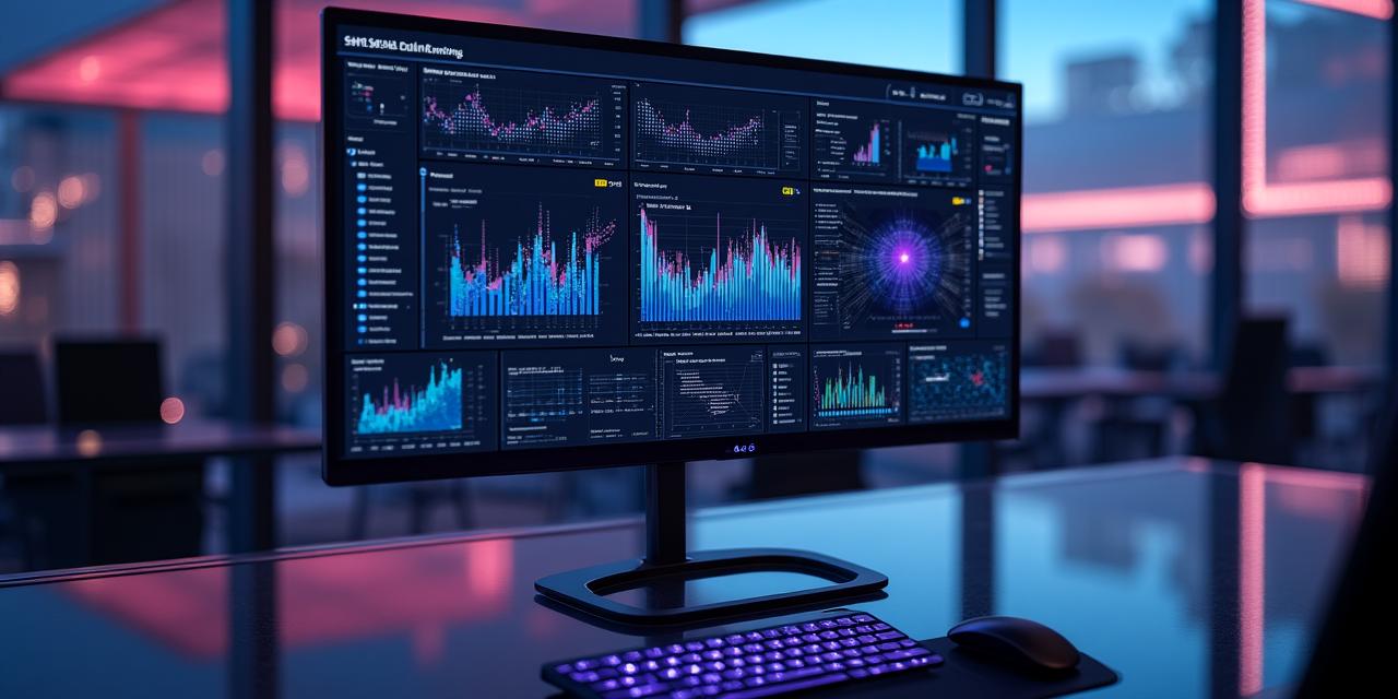 Abstract modern data visualization dashboard on a high-tech screen